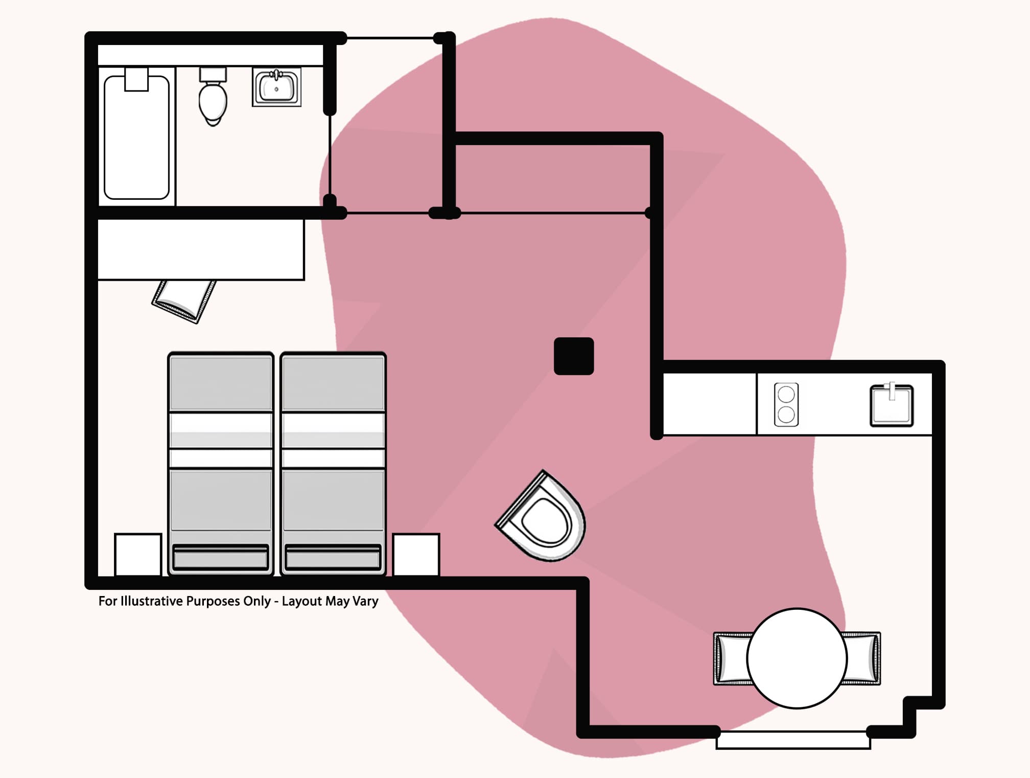 Studio with Juliette Balcony (Twins) 